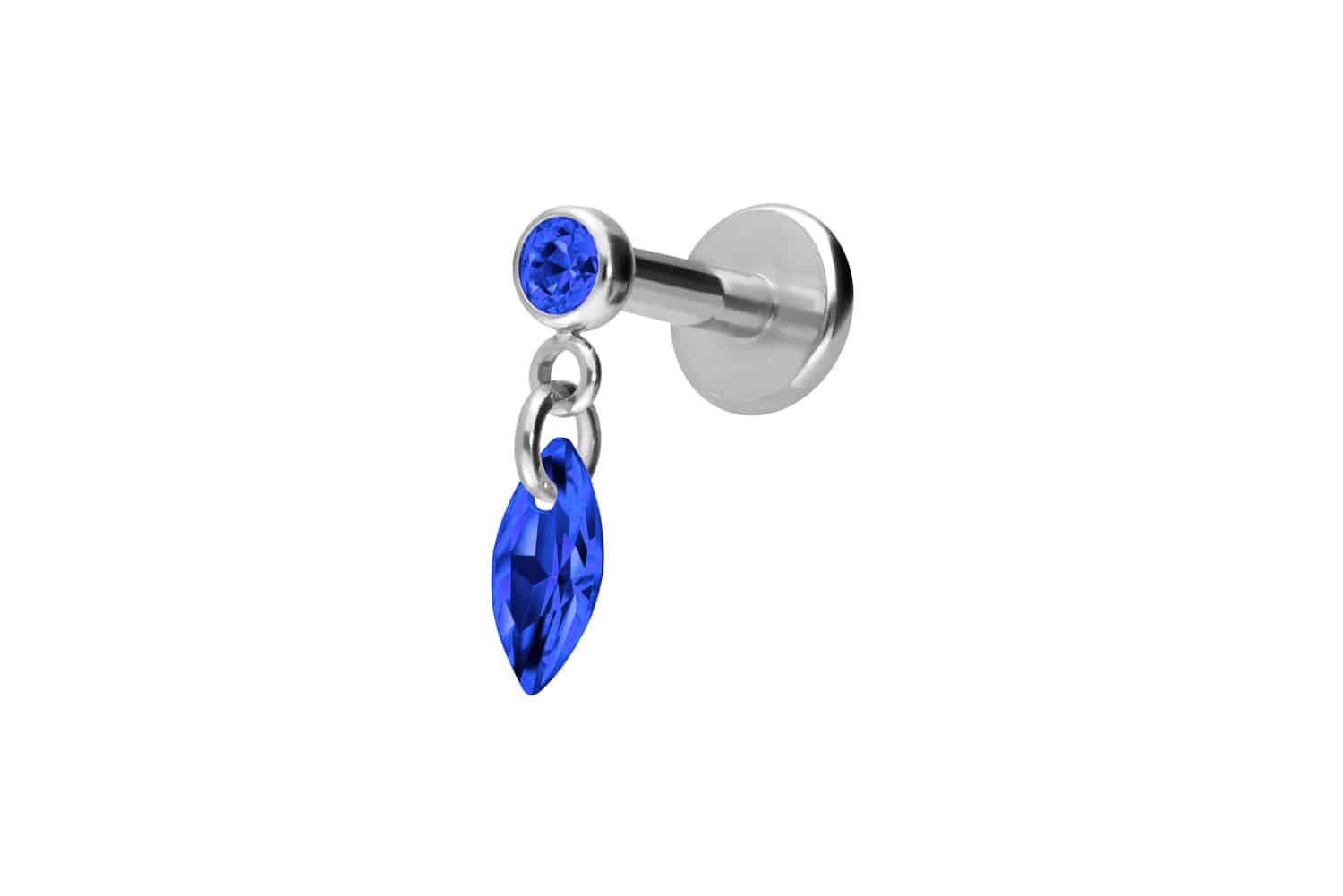 Titan Labret Piercing mit Innengewinde KRISTALLOVAL